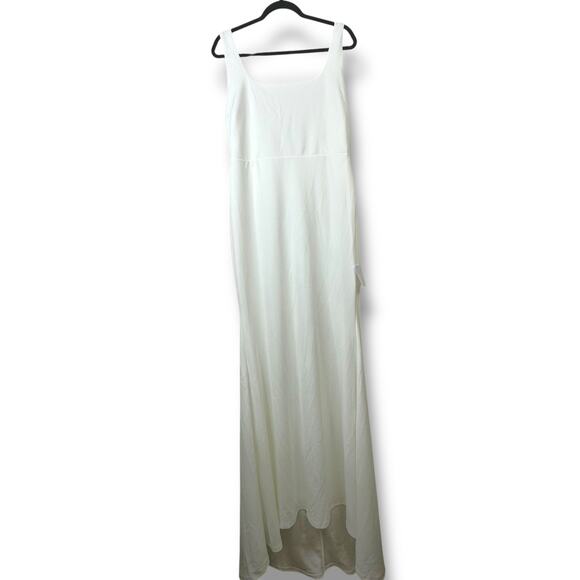 Lulus Bridal NWT Loving Fate White Bow Square Neck Backless Maxi Gown Dress XL - Picture 3 of 11